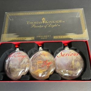 Thomas Kinkade Painter of Light Ornament Trio